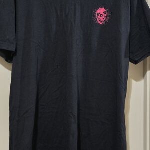 Black T-Shirt with Pink Skull Design